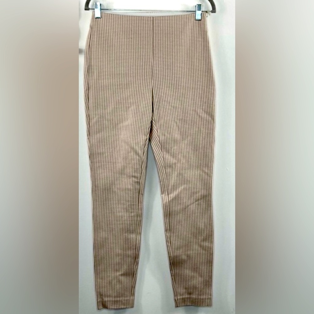 LOFT High Waist Skinny tan plaid ankle pants (NWOT)